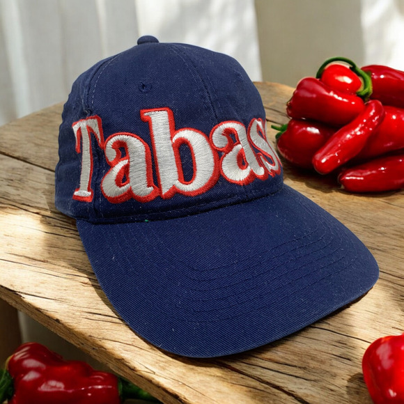 Vintage Tabasco Hot Sauce Hat Cap Leather Strapback Embroidered Spellout Korea - Picture 1 of 7